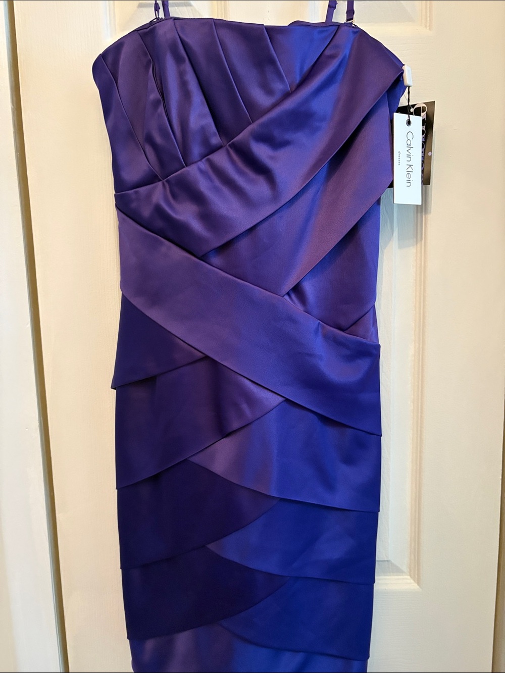 Calvin Klein Violet Satin Layered Midi Dress